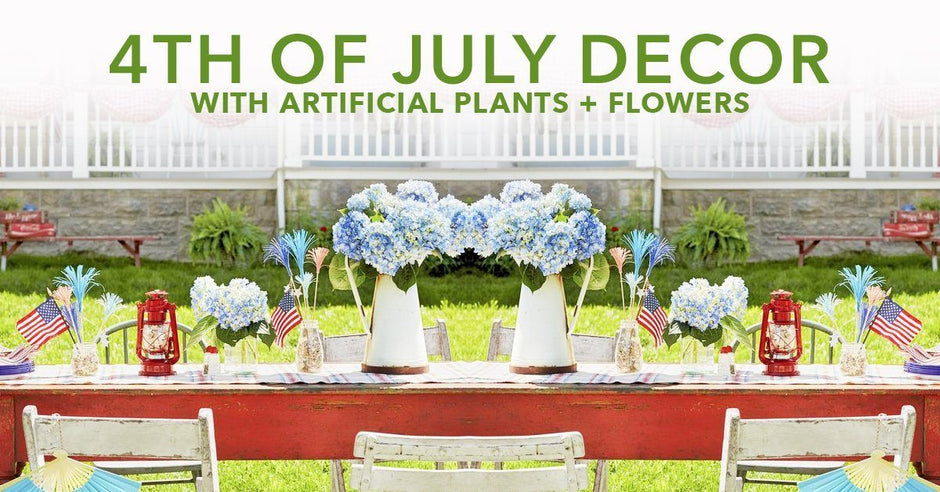 4th of July Decor with Artificial Plants + Flowers