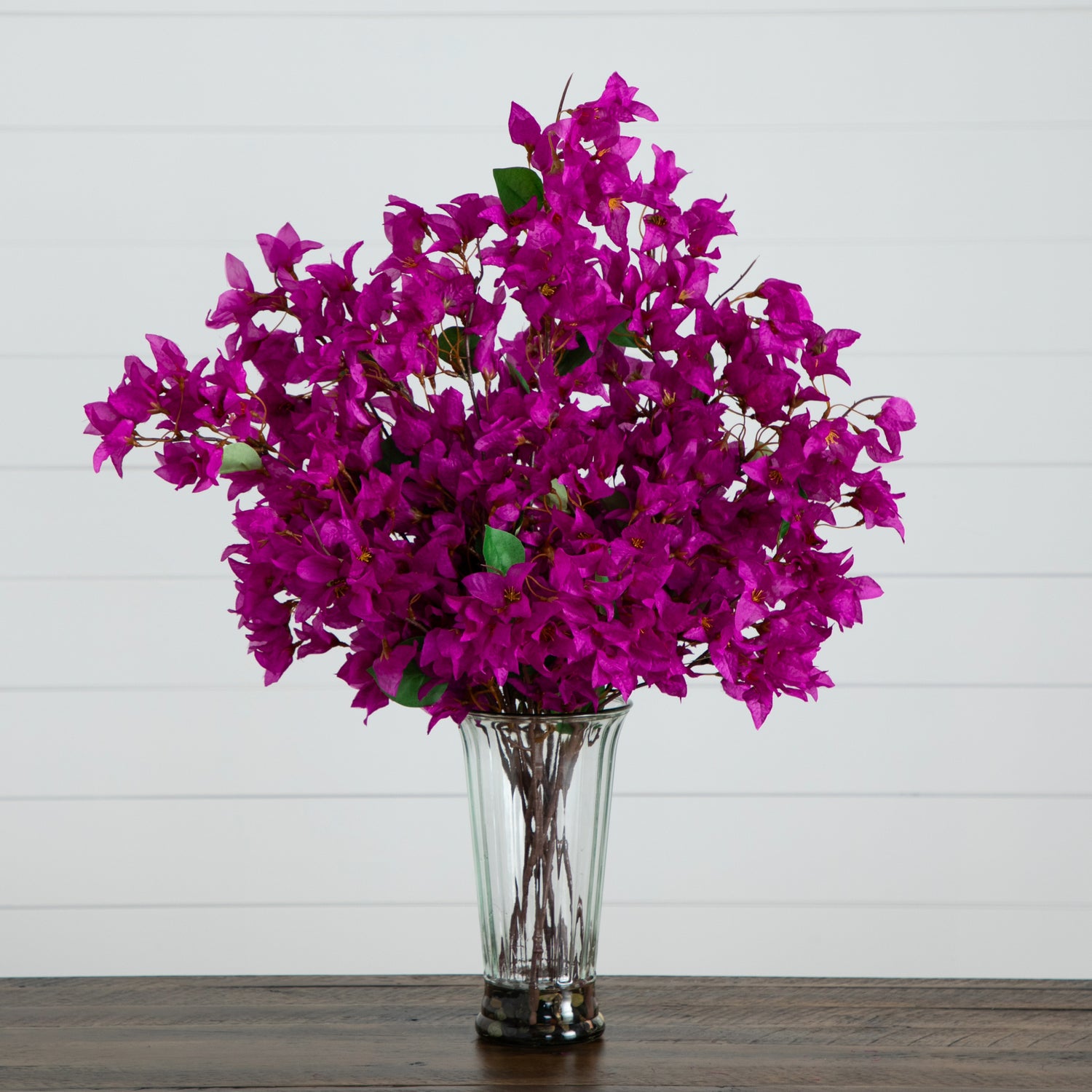 30” Artificial Bougainvillea Arrangement in Glass Vase