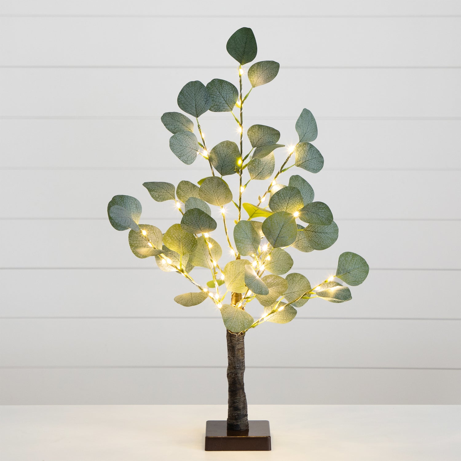 2’ Lighted Artificial Eucalyptus Tree with 60 Warm White LED Lights