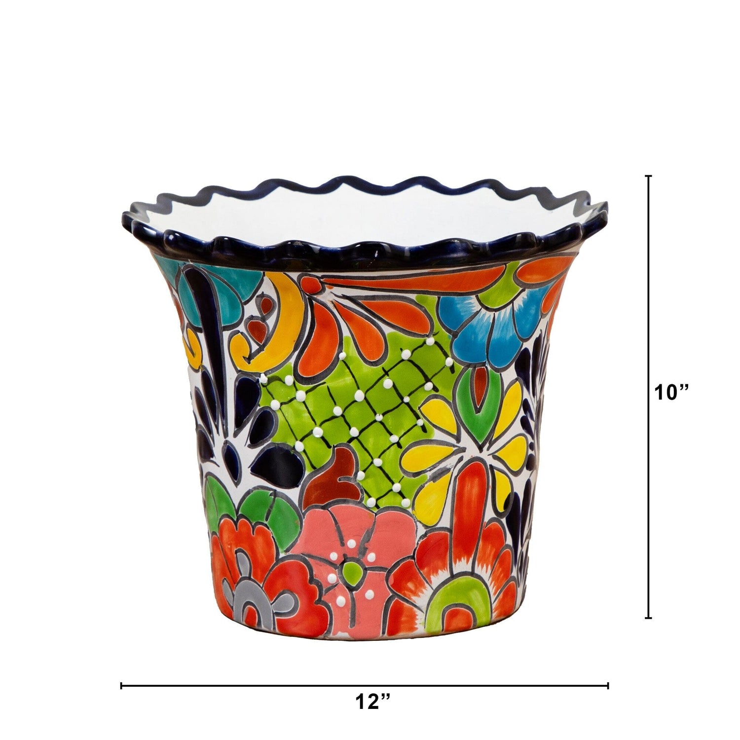 10" x 12" Handmade Mexican Talavera Ceramic Planter