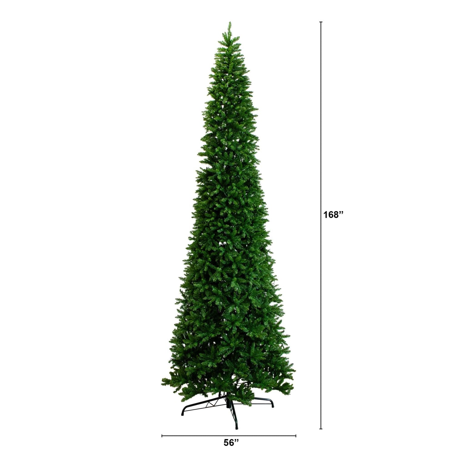 14’ Artificial Slim Green Mountain Pine Christmas Tree with 1600 Warm White LED Lights