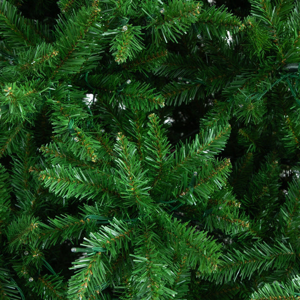 15’ Artificial Slim Green Mountain Pine Christmas Tree with 1900 Warm White LED Lights