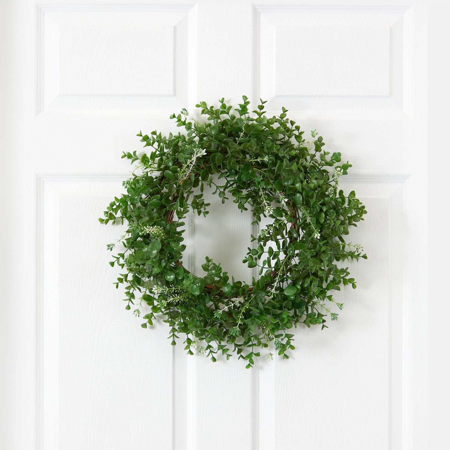 18” Eucalyptus Double Ring Wreath w/Twig Base