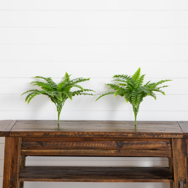 19" UV Resistant Artificial Boston Fern (Indoor/Outdoor) - Set of 2