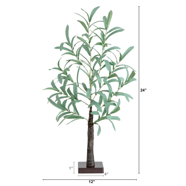 2’ Lighted Artificial Olive Tree with 60 Warm White LED Lights