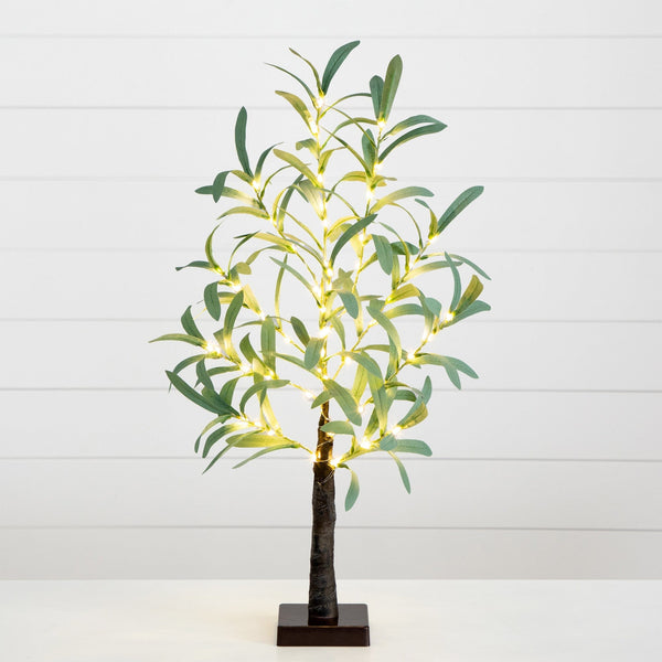 2’ Lighted Artificial Olive Tree with 60 Warm White LED Lights