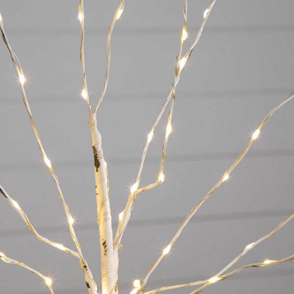 2’ Pre-Lit Artificial White Birch Tree with 60 Warm White LED Lights