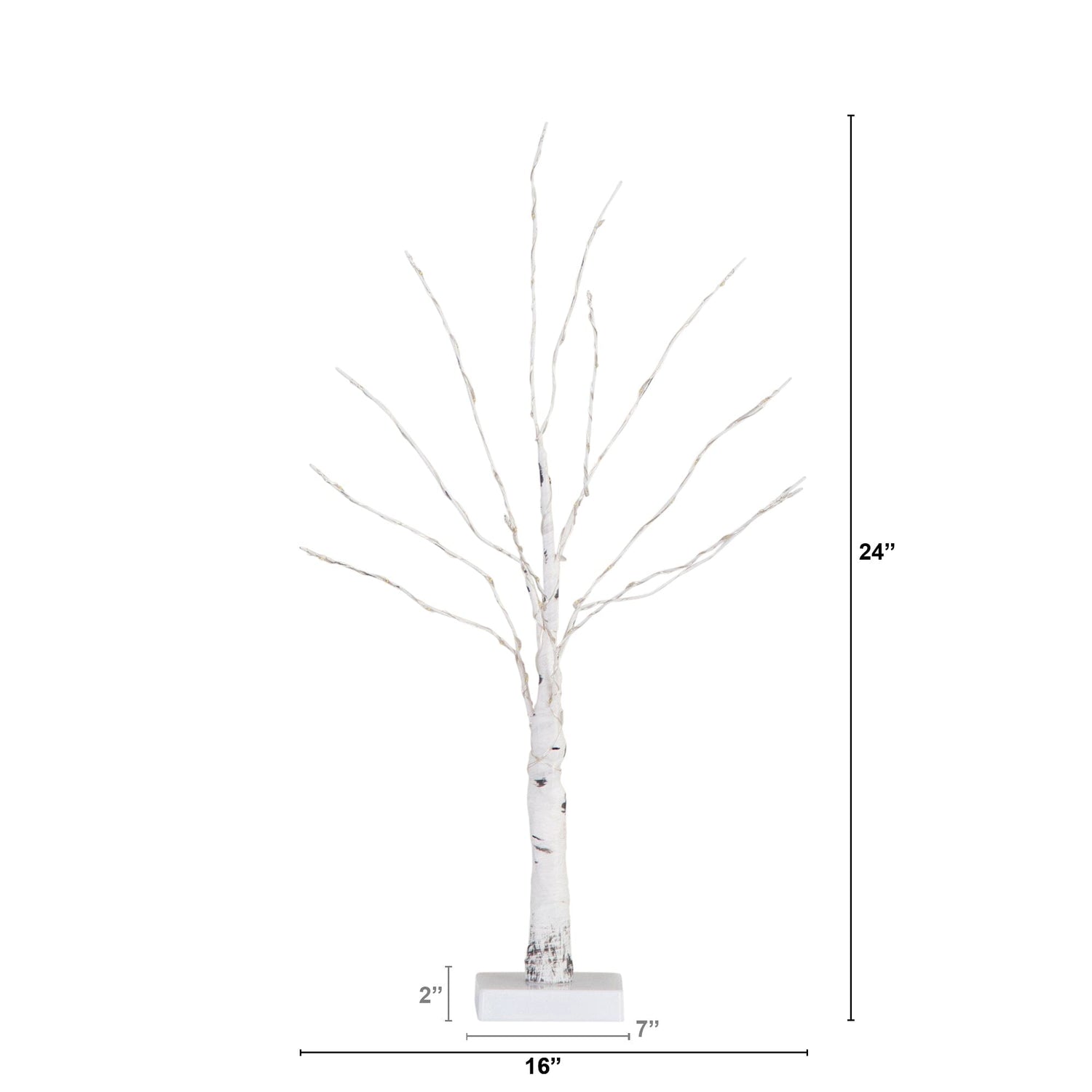 2’ Pre-Lit Artificial White Birch Tree with 60 Warm White LED Lights