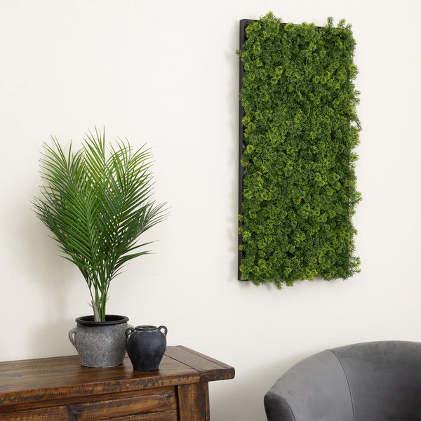 20” x 40” UV Resistant Irish Green Meadow Artificial Living Wall Art Panel in Black Aluminum