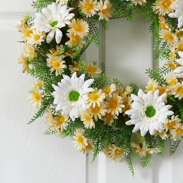 21” Artificial Mixed Daisy Wreath