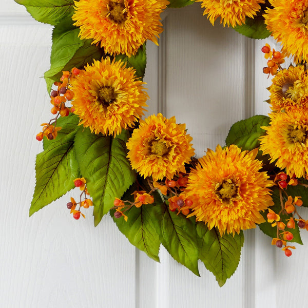 22" Golden Sunflower Wreath"