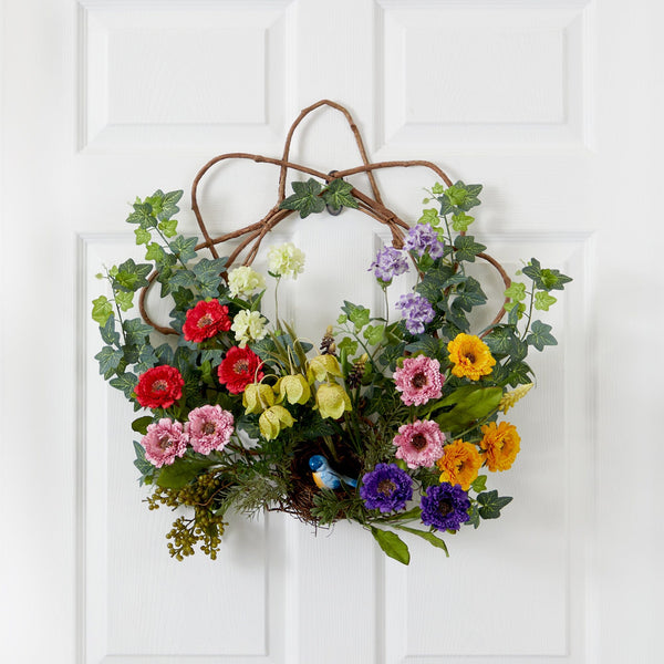 22” Spring Floral Wreath