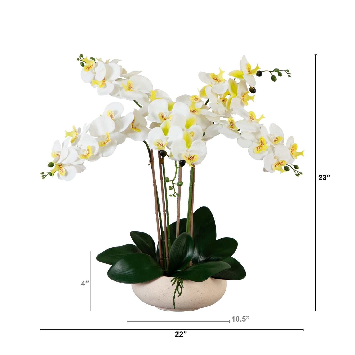 23” Artificial Phalaenopsis Orchid Arrangement in White Ceramic Planter (Real Touch)