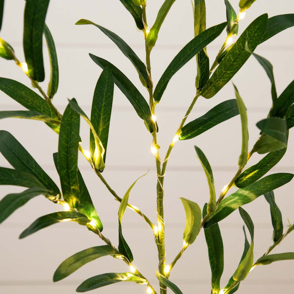 23” Lighted Artificial Olive Branch Stems with 30 Warm White LED Lights - Set of 3