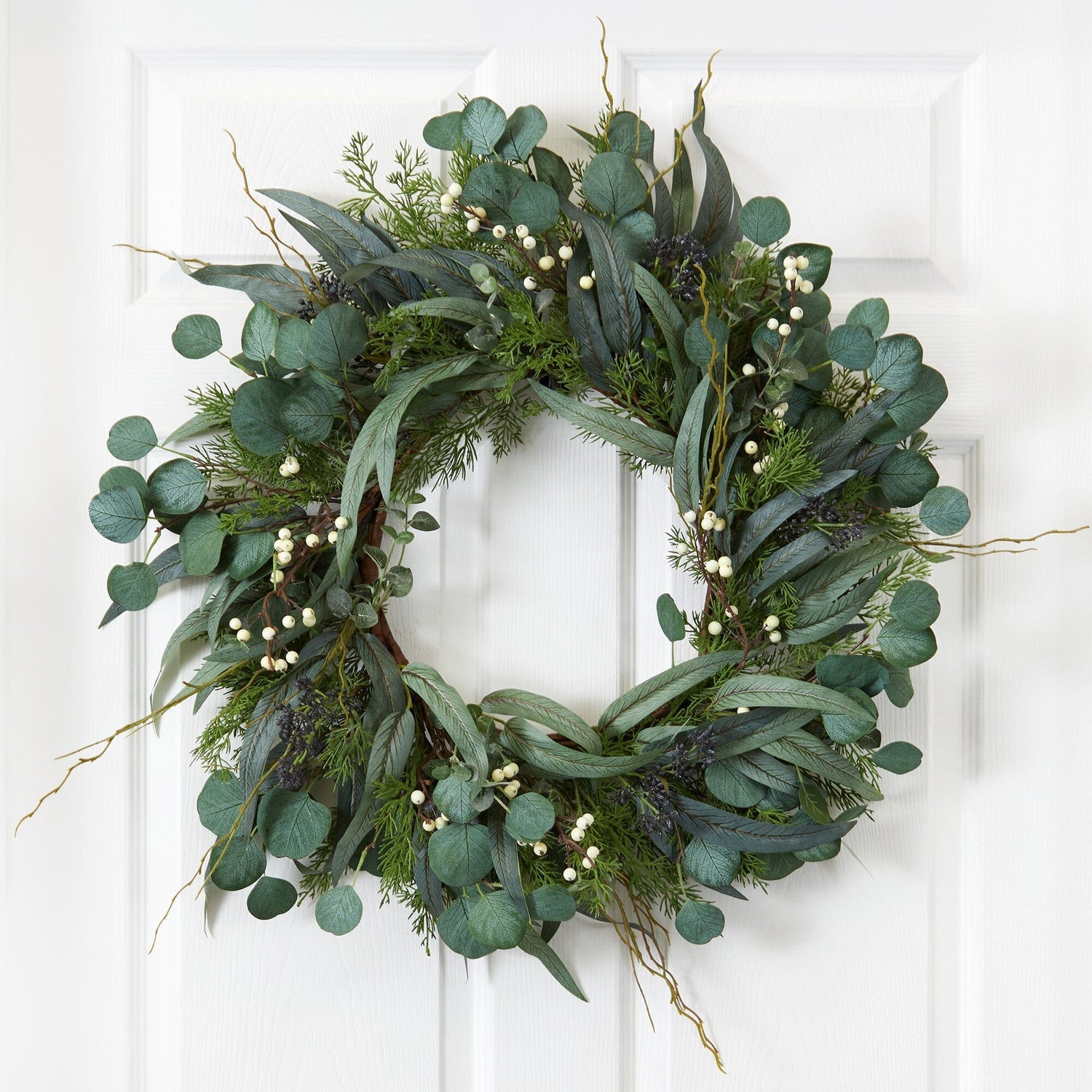 24” Eucalyptus and Mixed Greens Artificial Wreath