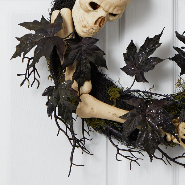 24" Halloween Skull and Bones Wreath"