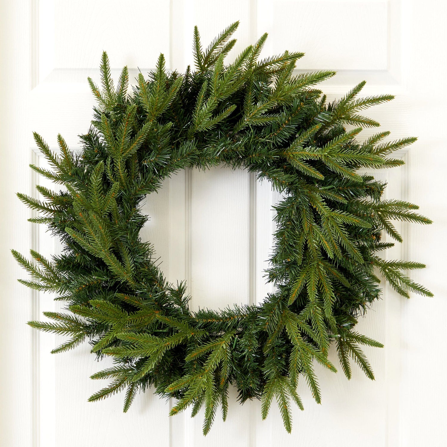 24” Long Pine Artificial Christmas Wreath with 35 Clear LED Lights