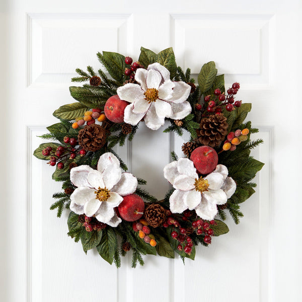 24" Magnolia Pinecone & Berry Wreath"