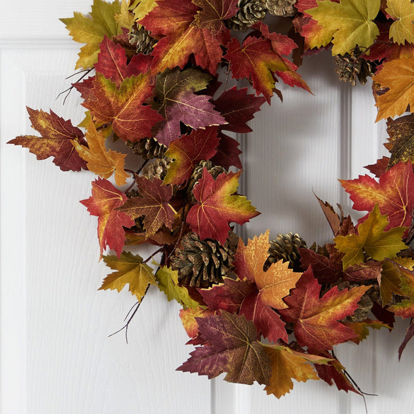 24” Maple Pine Cone Wreath