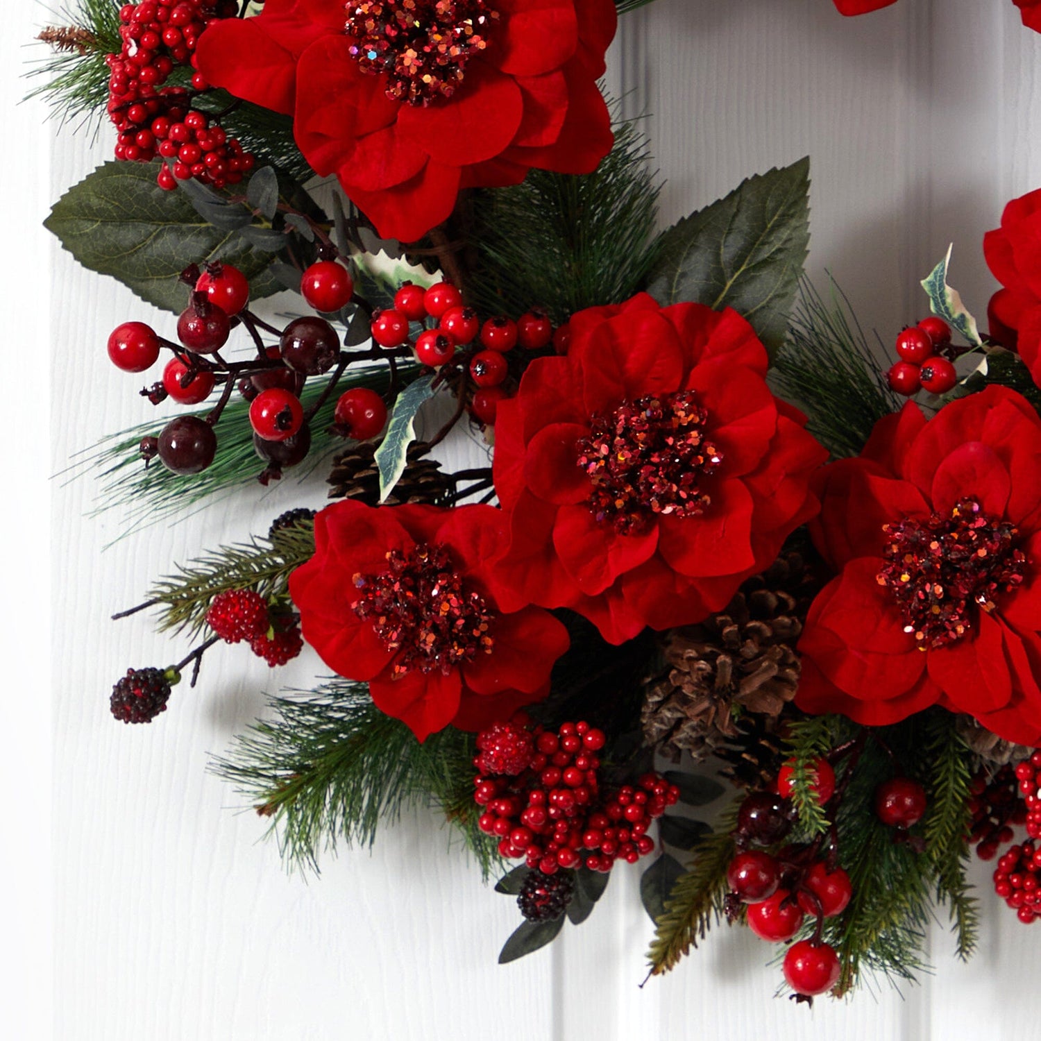 24" Poinsettia Wreath"