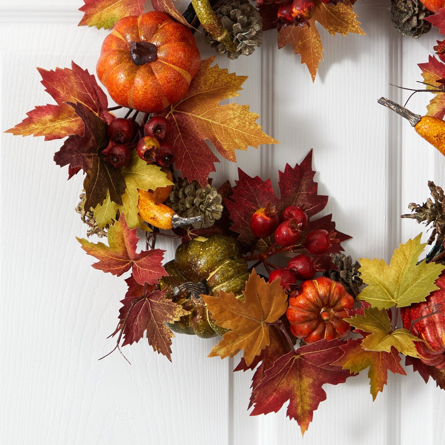 24” Pumpkin, Gourd, Berry and Maple Leaf Wreath