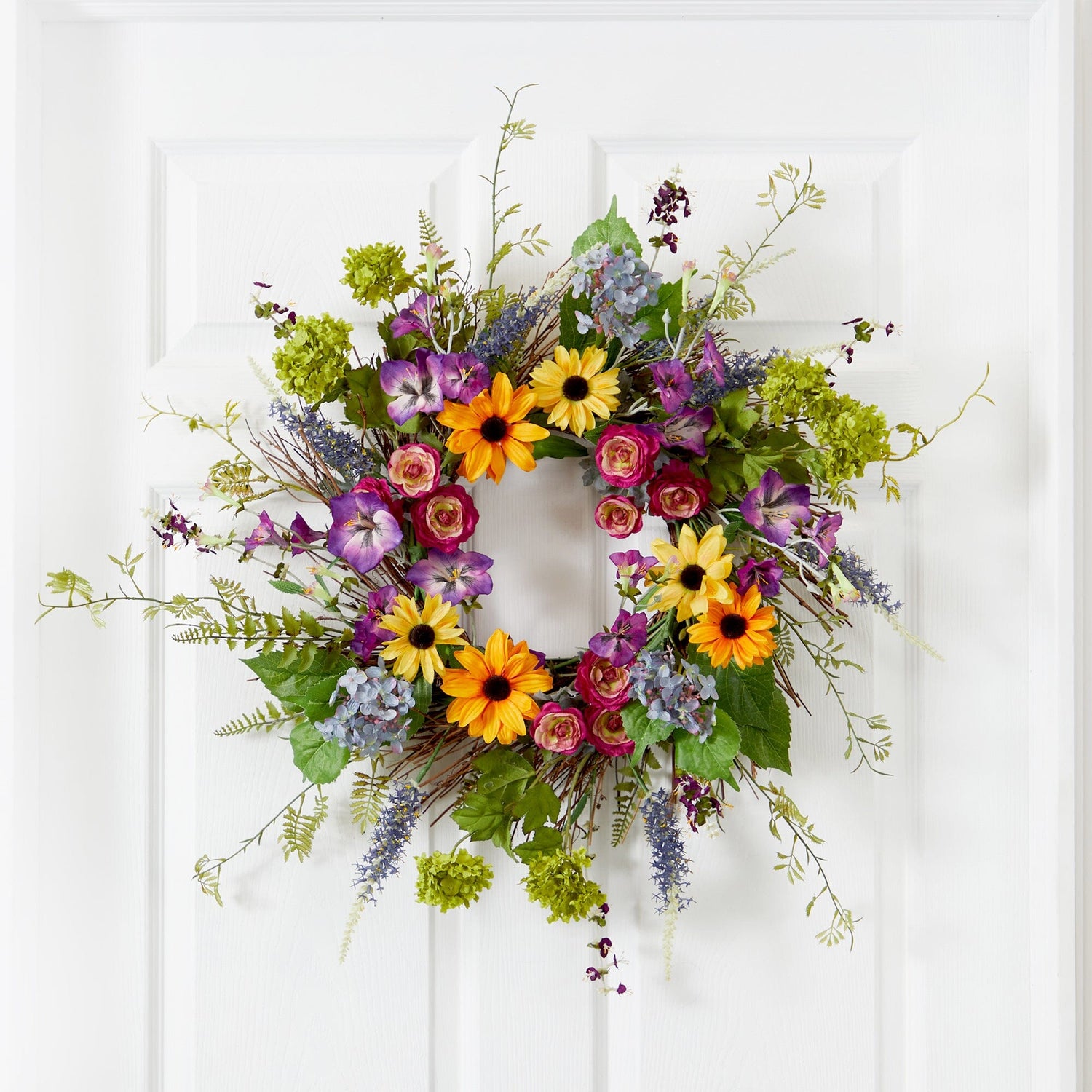 24” Spring Garden Wreath w/Twig Base