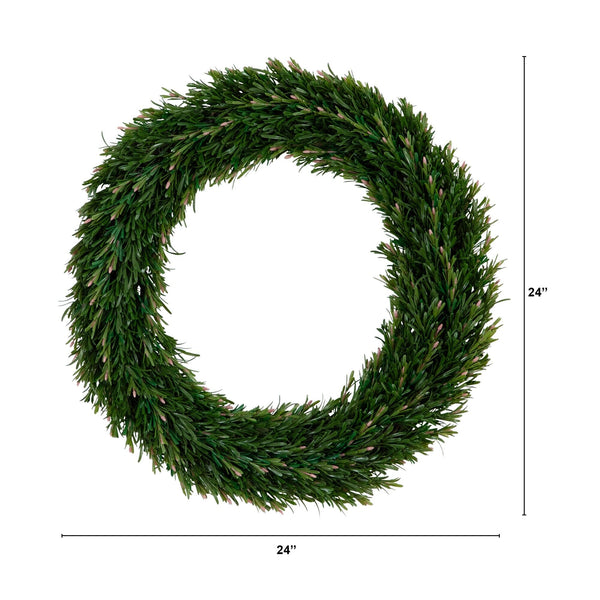 24” UV Resistant Rosemary Artificial Wreath (Indoor/Outdoor)