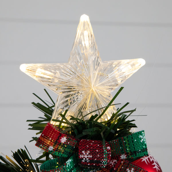 24in. Pre-Lit Fiber Optic Cosmopolitan Star Topped Artificial Christmas Tree with Decorative Planter