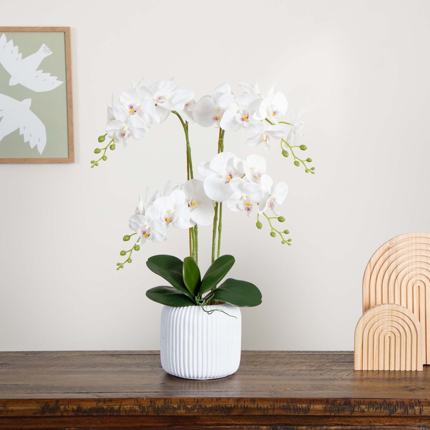 26” Artificial Phalaenopsis Orchid Arrangement in Decorative Ceramic Vase (Real Touch)