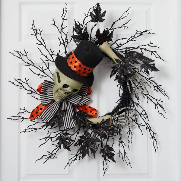 26" Halloween Dapper Skeleton Wreath"