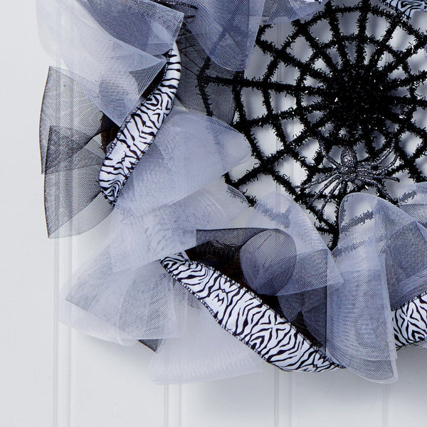 26” Halloween Spider Web Mesh Wreath