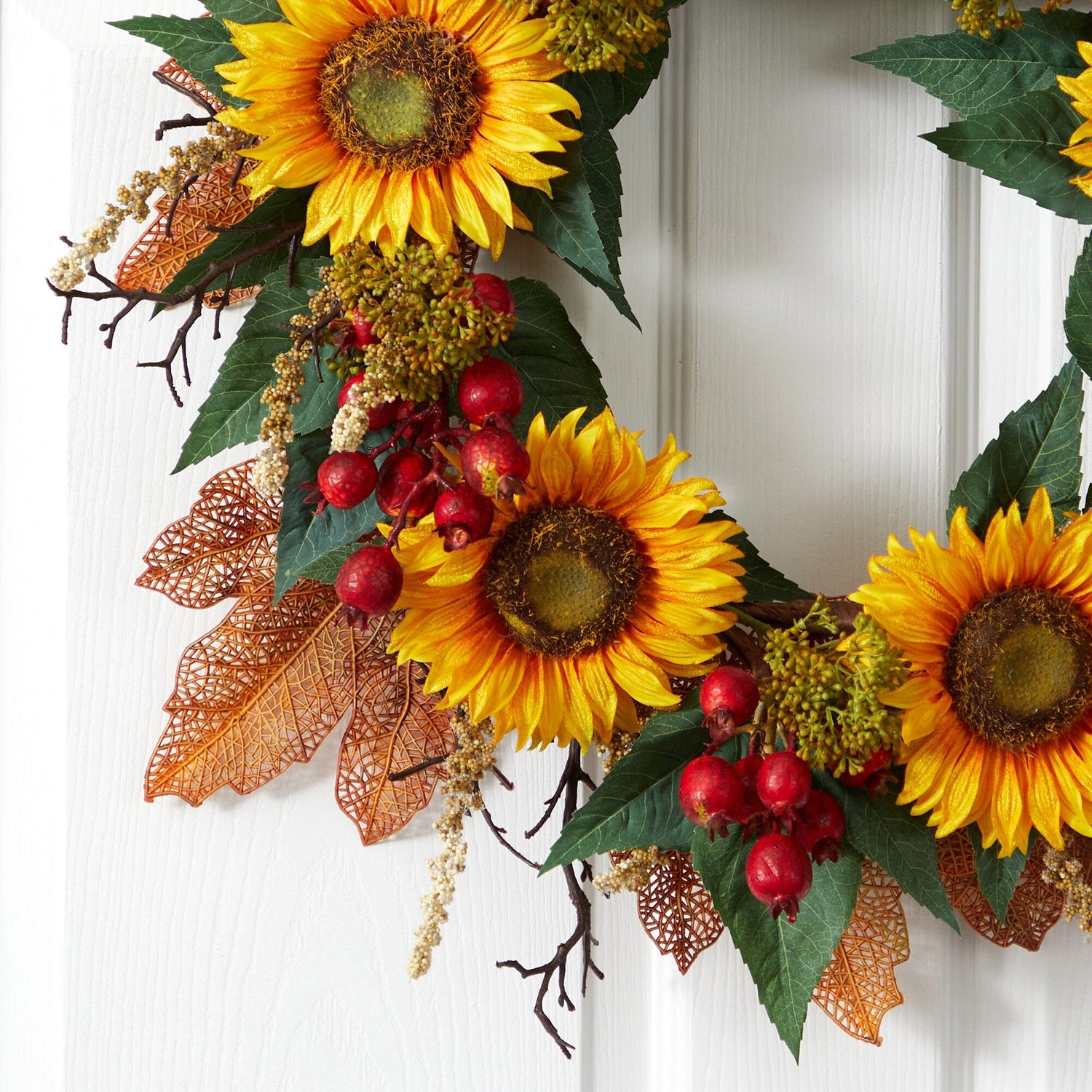 27” Sunflower Berry Artificial Wreath