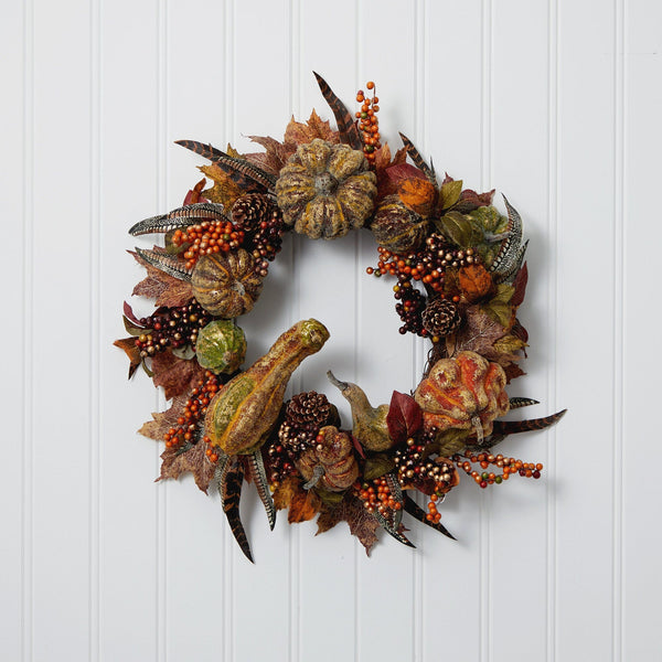 28" Autumn Pumpkin Wreath"