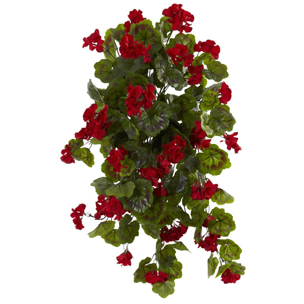 29” UV Resistant Geranium Artificial Hanging Plant (Indoor/Outdoor) - Set of 2