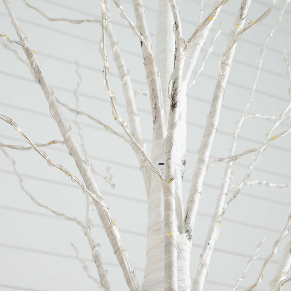 3’ Pre-Lit Artificial White Birch Tree with 92  Warm White LED Lights