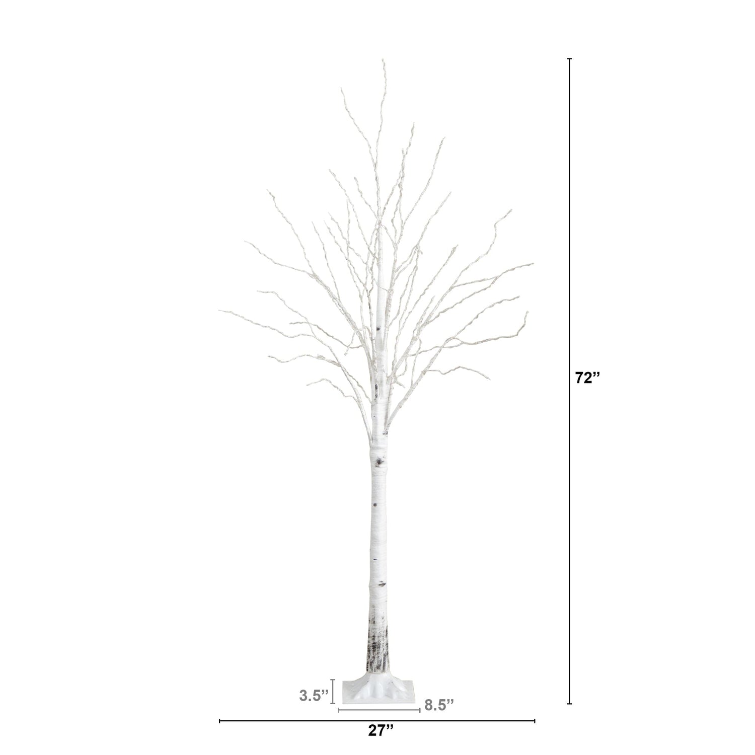 3’ Pre-Lit Artificial White Birch Tree with 92  Warm White LED Lights