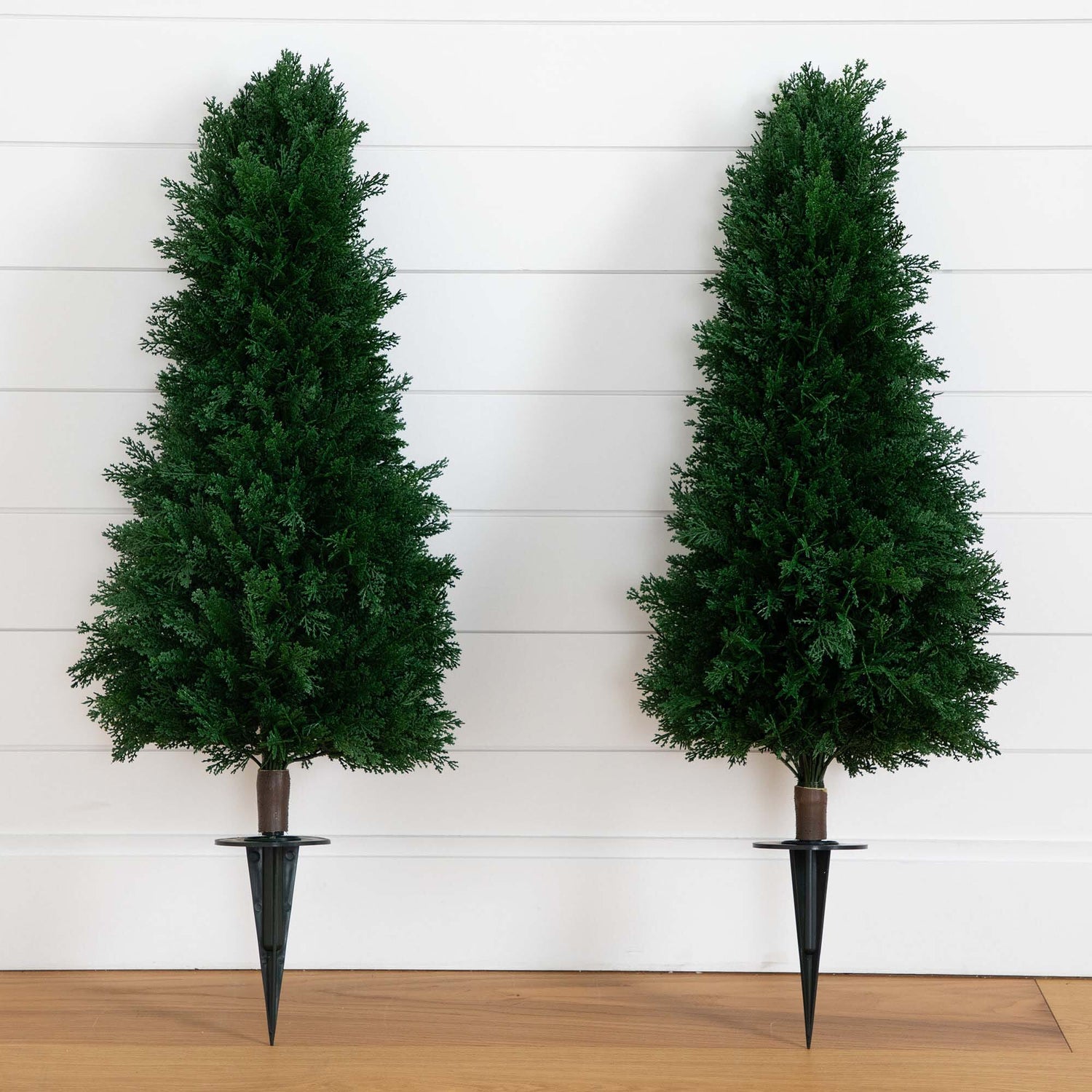 3' UV Resistant Artificial Cedar Plant with Integrated Ground Stake (Indoor/Outdoor) - Set of 2