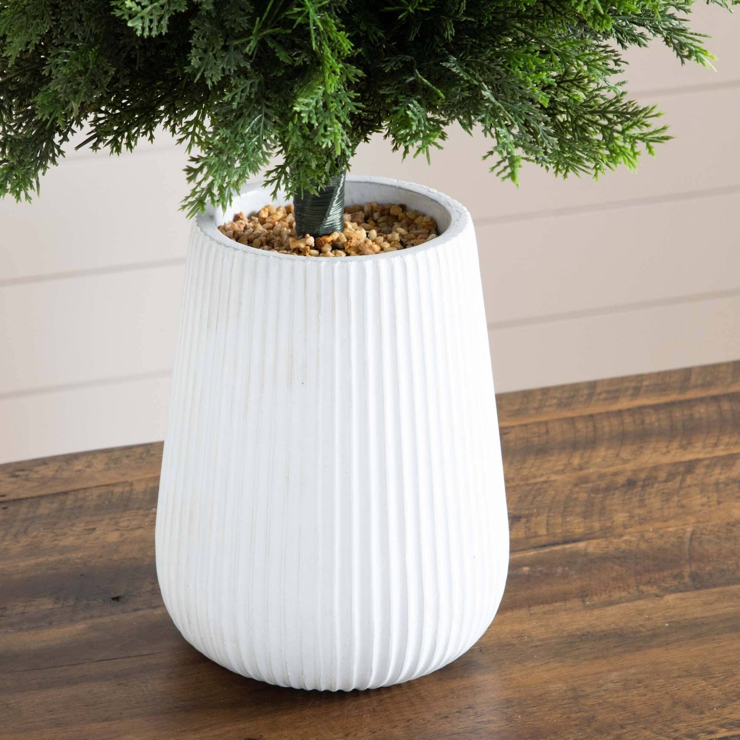 3’ UV Resistant Artificial Cedar Tree in Decorative White Planter (Indoor/Outdoor)