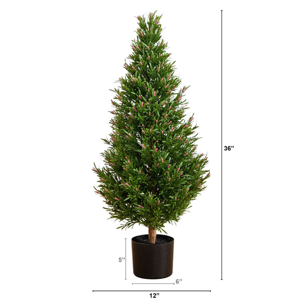 3' UV Resistant Artificial Rosemary Cone Topiary Tree (Indoor/Outdoor)