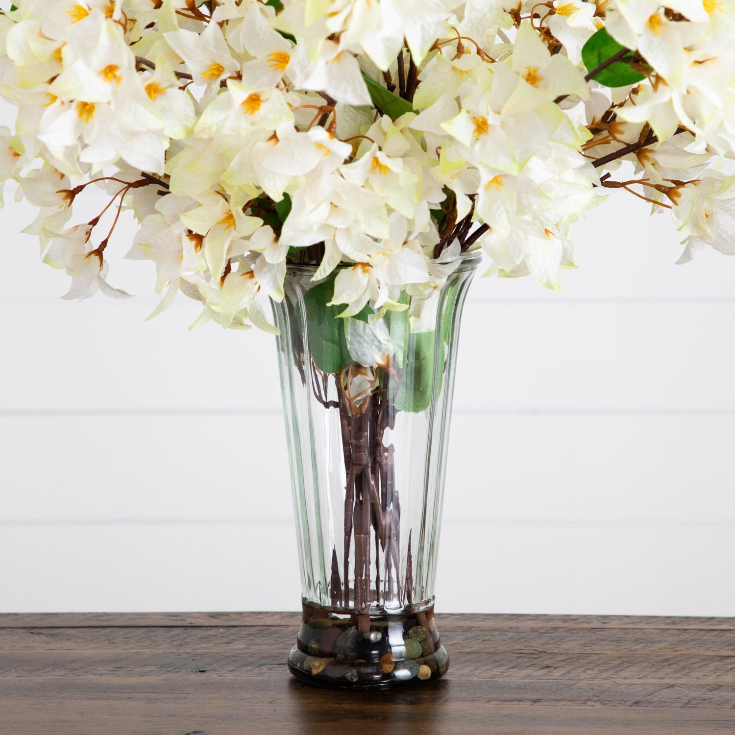 30” Artificial Bougainvillea Arrangement in Glass Vase