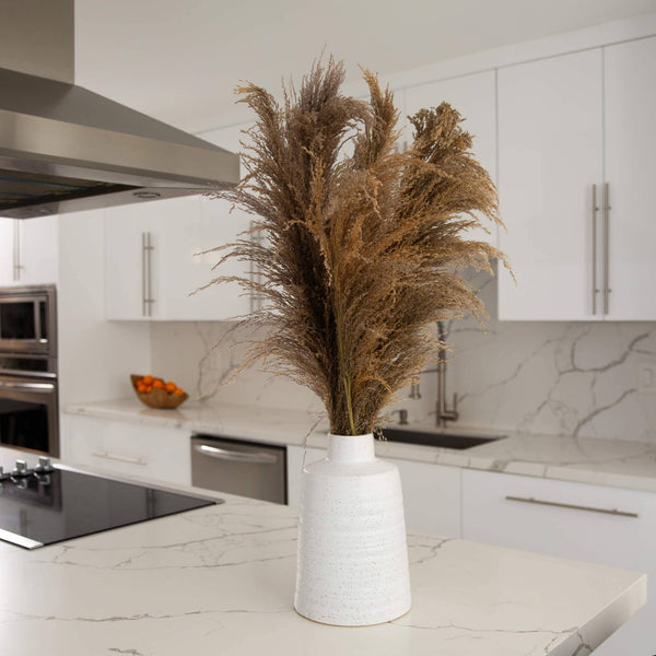 30” Dried Natural Pampas Arrangement in Ceramic Vase