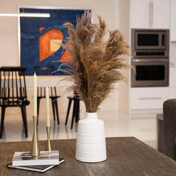 30” Dried Natural Pampas Arrangement in Ceramic Vase