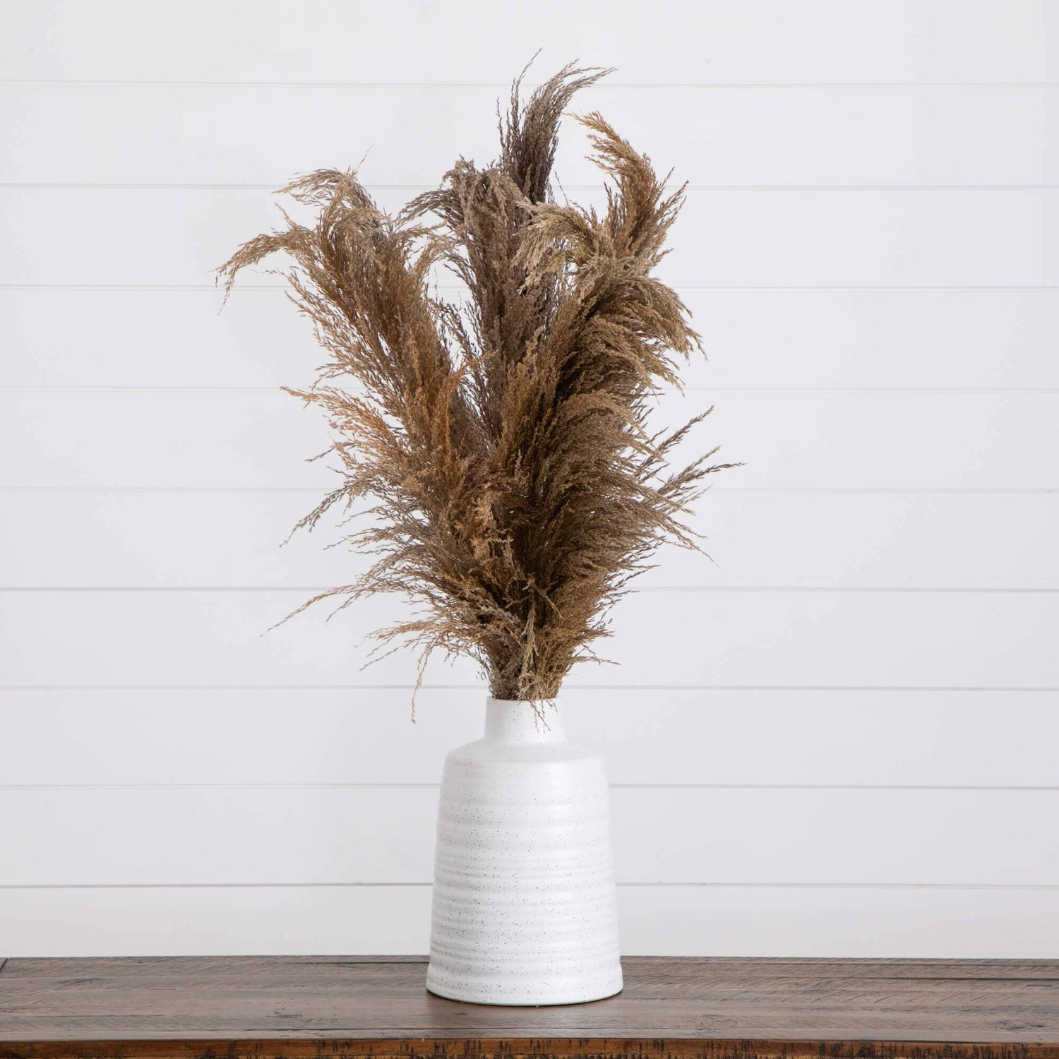 30” Dried Natural Pampas Arrangement in Ceramic Vase