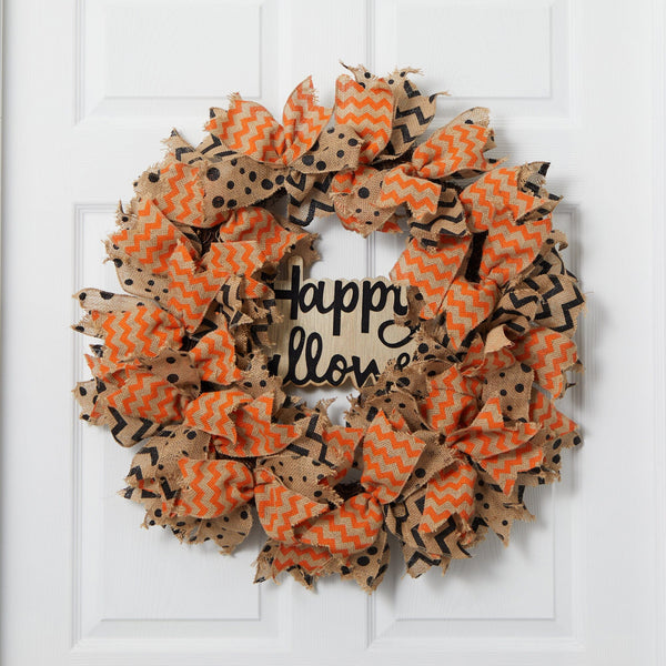 30” Halloween Burlap Ribbon Wreath