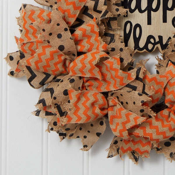 30” Halloween Burlap Ribbon Wreath