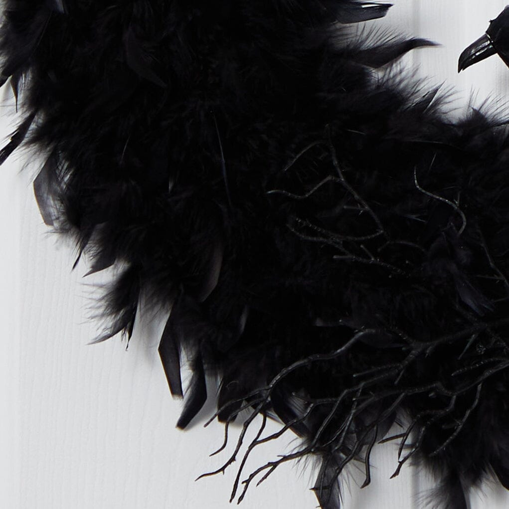 30" Halloween Raven Feather Wreath"