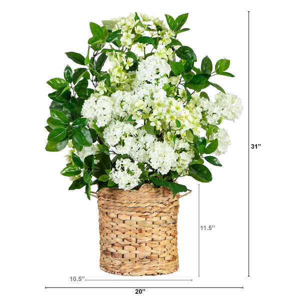 31” Artificial Mixed Flower Arrangement in Hyacinth Weave Basket