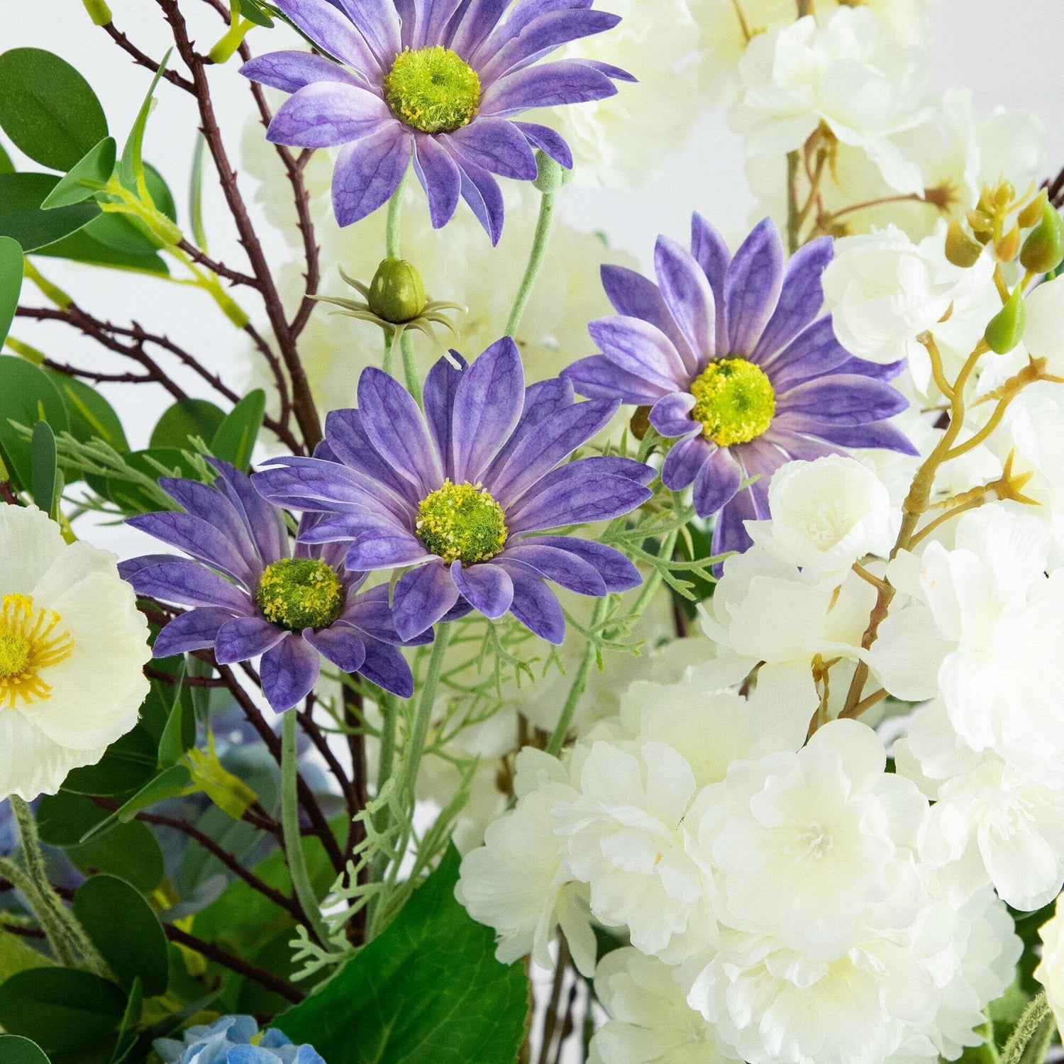 31” Artificial Mixed Flower & Hydrangea Arrangement in Hyacinth Weave Basket