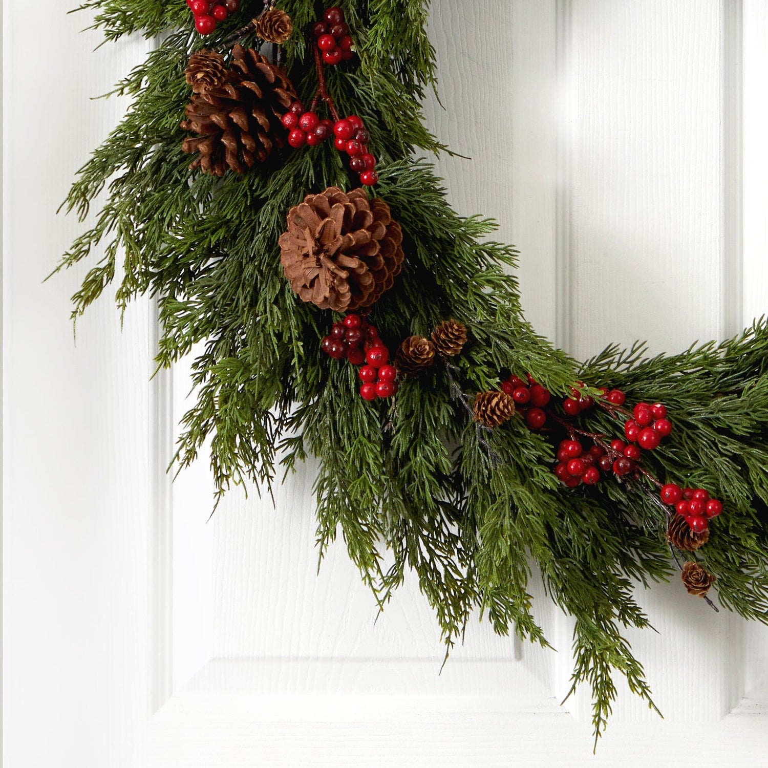 32'' Cypress with Berries and Pine Cones Artificial Wreath