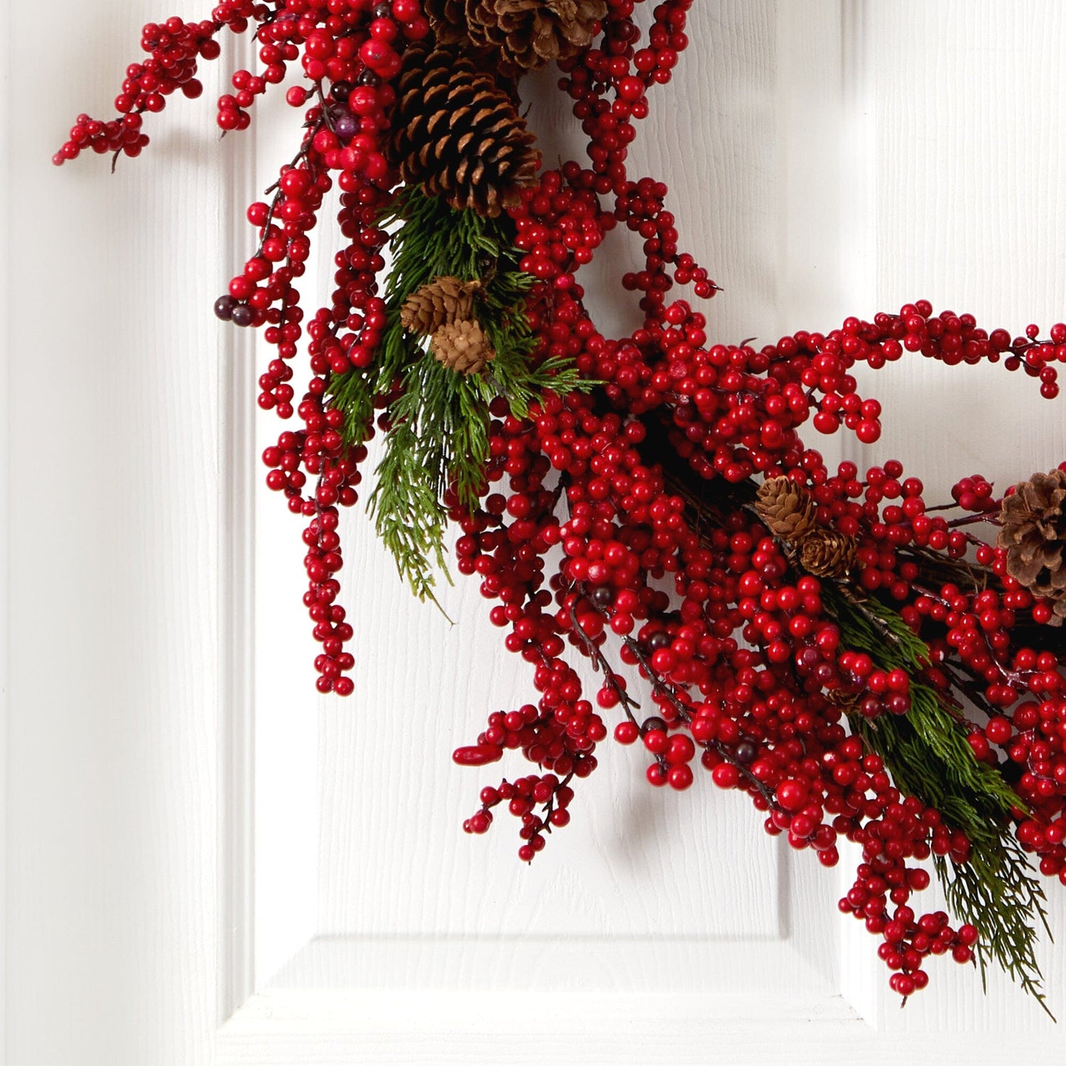 34” Cypress Artificial Wreath with Berries and Pine Cones